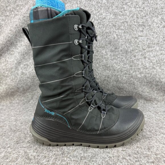 ✅Womens 10 Teva Jordanelle Black Winter Boots Waterproof Thinsulate Insulation - Picture 1 of 13